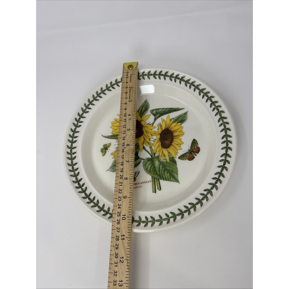 Portmeirion Botanic Garden Sunflower Motif Dinner Plate 10 inch Leaf Boarder - Picture 7 of 9